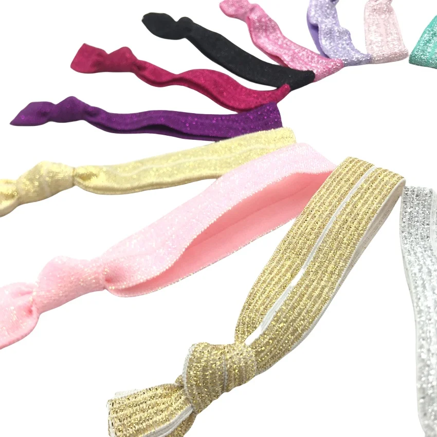 50Pcs/200PCS Glitter Knotted Hair Ties Ponytail Holders Colorful No Crease Elastic Ribbon Band Hand Twist Bracelet Accessorie