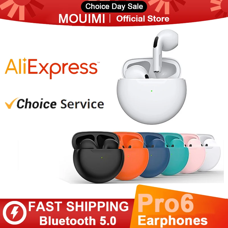 Original Pro 6 Pro6 Earphone Mini Wireless Bluetooth 5.0 Headphones High Fidelity Stereo Music Headset for Huawei Xiaomi iPhone