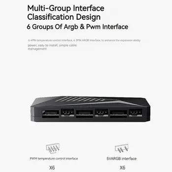 TEUCER LP-6P ARGB PWM HUB 3 v 1 ovladač, 6cestný rozbočovač, 4pinový PWM chladič pro PC skříň, ventilátor, HUB, ovladač světla/HUB 8 nejlepší prodej 6pinový rozbočovač ventilátorů - №3