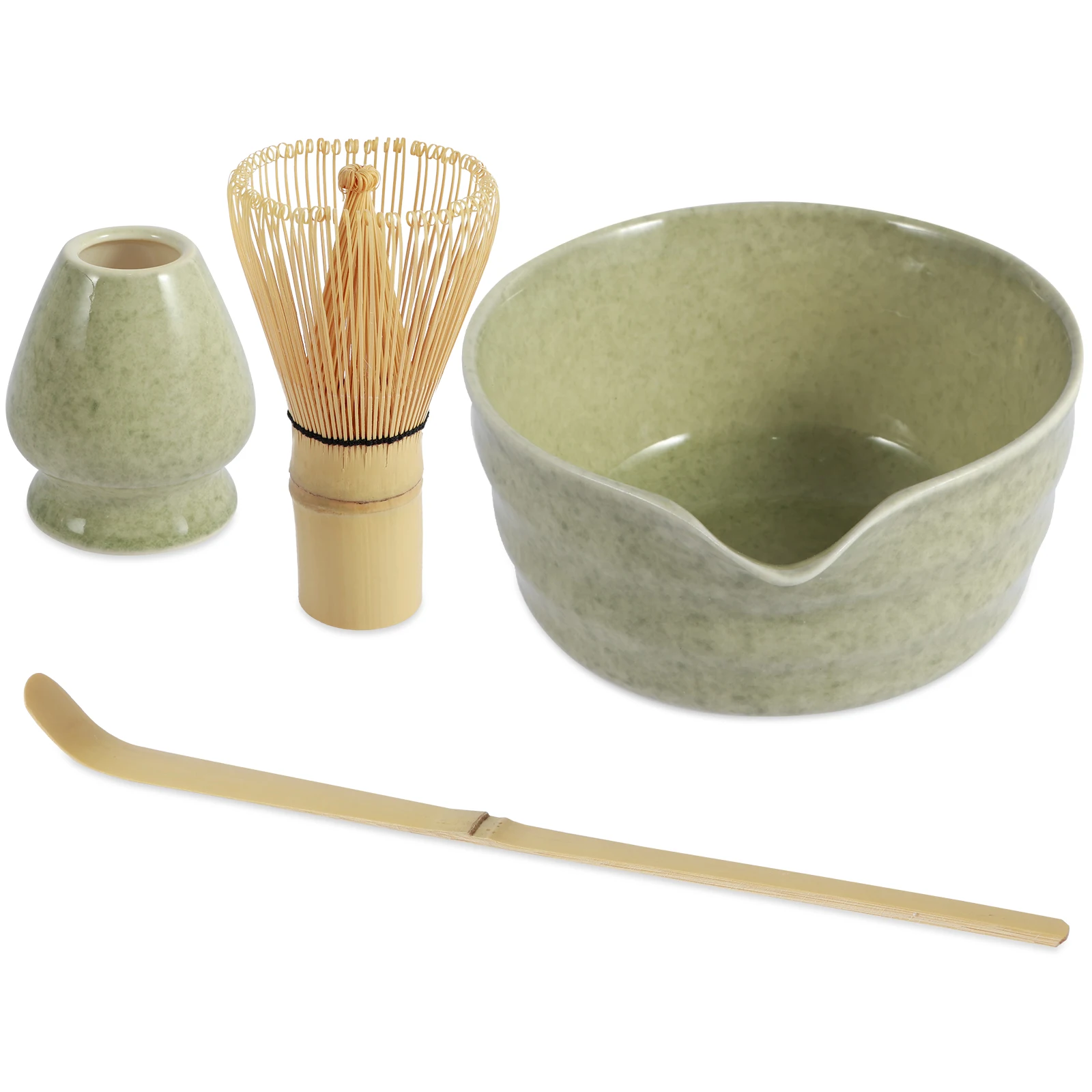 New 4ps Matcha Whisk Set Elegant Matcha Tea Set Reusable Matcha Making Kit with Ceramic Matcha Bowl Matcha Whisk Holder Bamboo