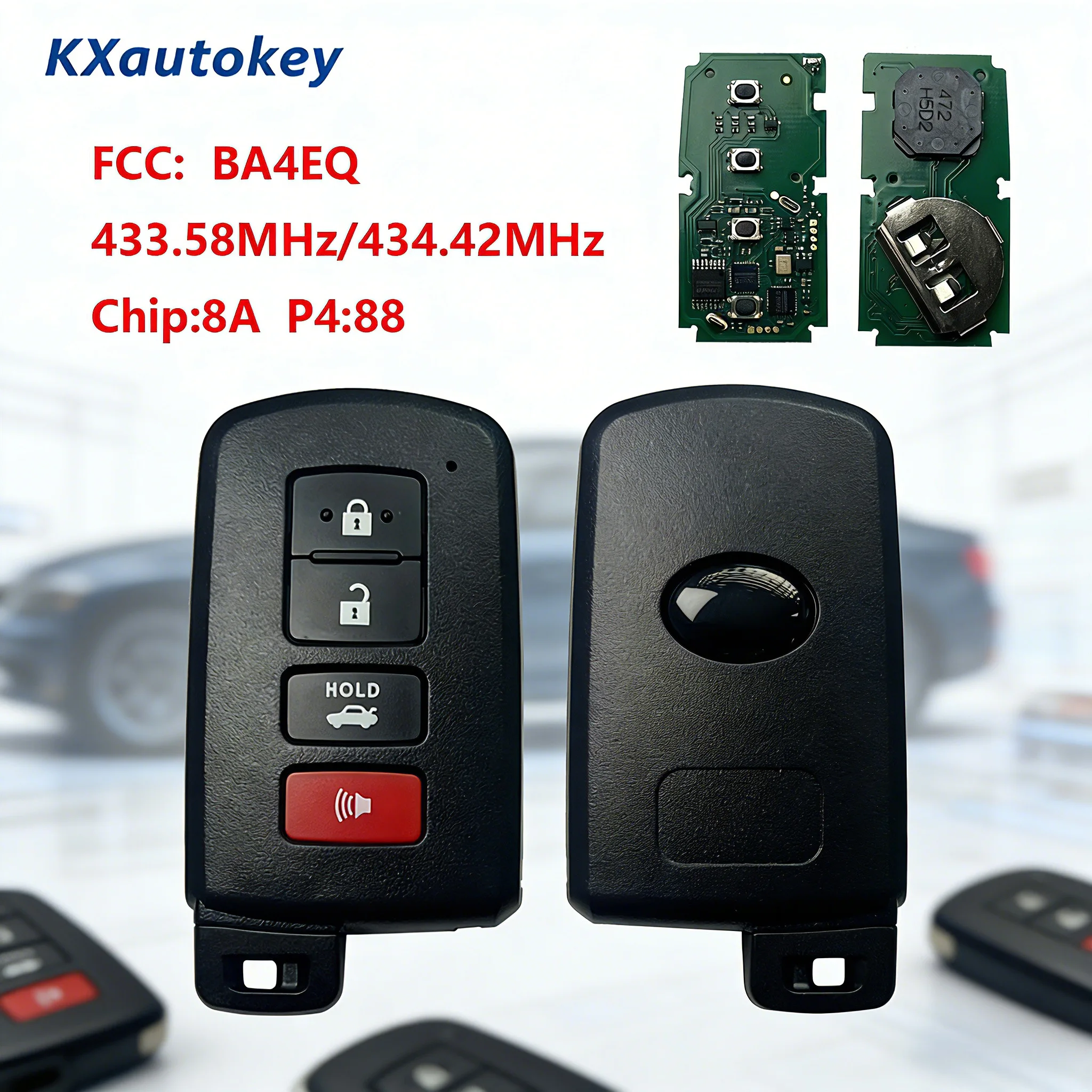 

KXK007052 Для Toyota Camry Avalon Aurion FCCID-BA4EQ Чип-8A P4 88 4-кнопочный ключ с бесключевым доступом и кнопкой запуска для Toyota