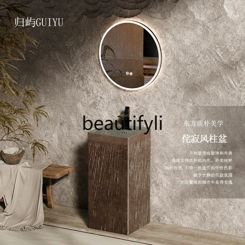 

ss25 Retro washbasin, bathroom, Chinese-style column-type washbasin, outdoor courtyard tea room, floor-to-ceiling washbasin