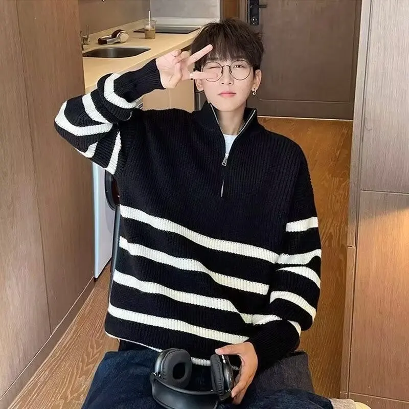 

Повседневный вязаный свитер в американском стиле ретро с v-образным вырезом, мужской цветной открытый кардиган, зимняя верхняя одежда из мягкого полиэфирного волокна