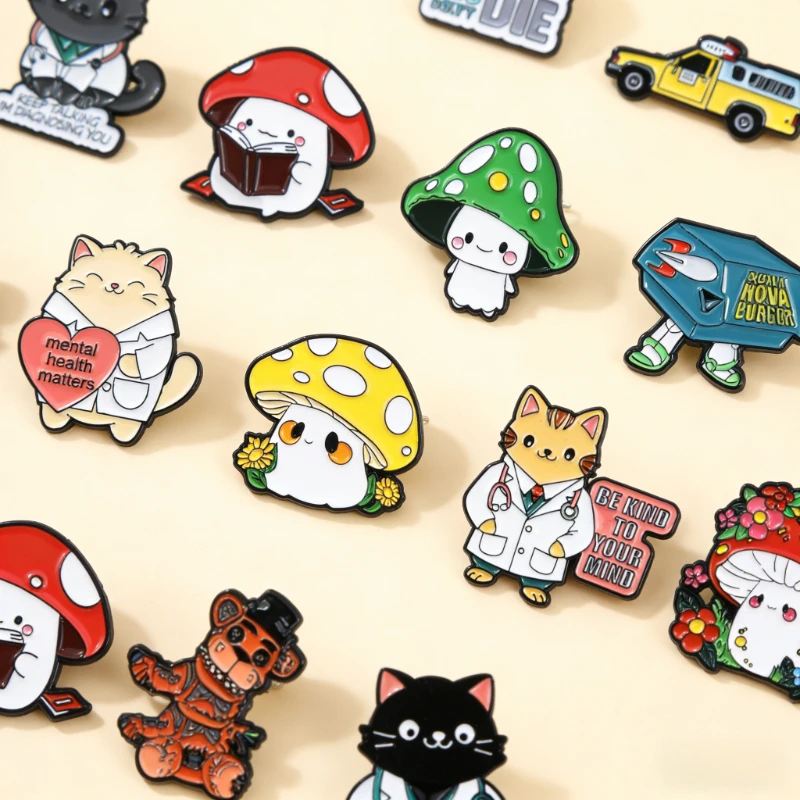 Enamel Pin Pines Enamel Pins Creative Horror Bear Cartoon Brooch Metal Badge Personalized Backpack Decoration Gift Badges Metal