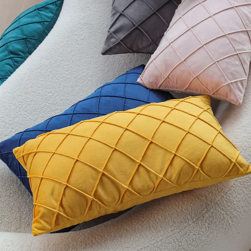 Living Room Pillow Cover Soft Yellow Decorative Pillowcase for Sofa Ins Rectangle Funda Cojin Home Decor Housse De Coussin Chic