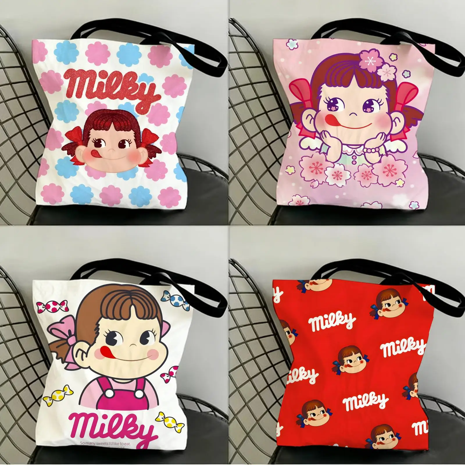 Cute F-Fujiya Peko-chan Storage Bags Double-Sided Print Canv