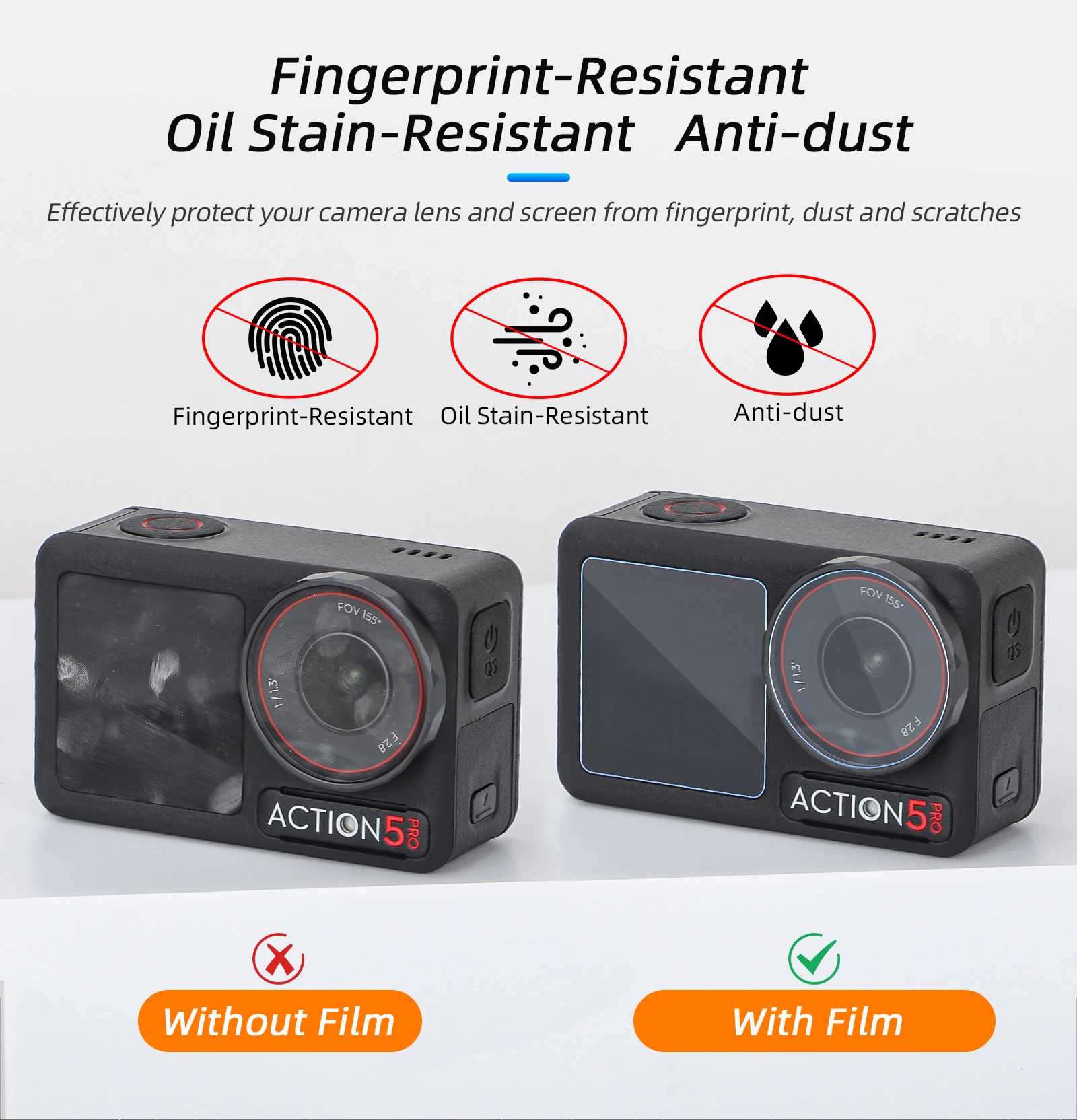 Screen Protector For DJI Osmo Action 5 Pro Ultra-Clear Tempered Glass Camera Lens 9H Screen Protector Film Accessories Set