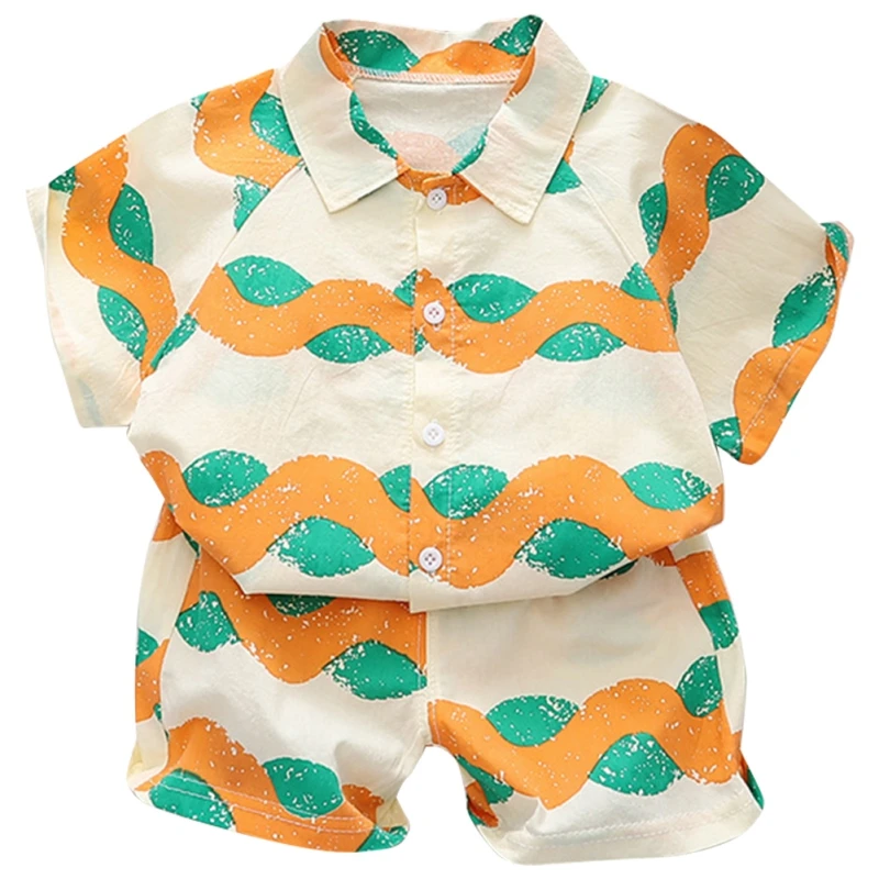 Children Boys Clothes Set Fashion Breathable Floral Cotton 2024 Summer Short Sleeve T-shirts+Shorts Set