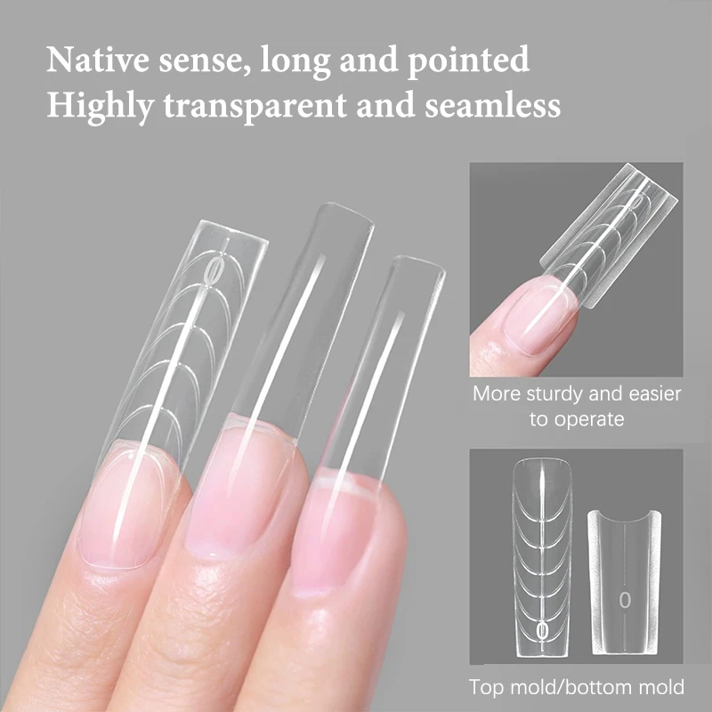 240PCS Sandwich Dual Nail Form Coffin Almond Nail Forms 14Size Reusable Top Bottom Forms Nail Art Extension Top Mold Bottom Mold