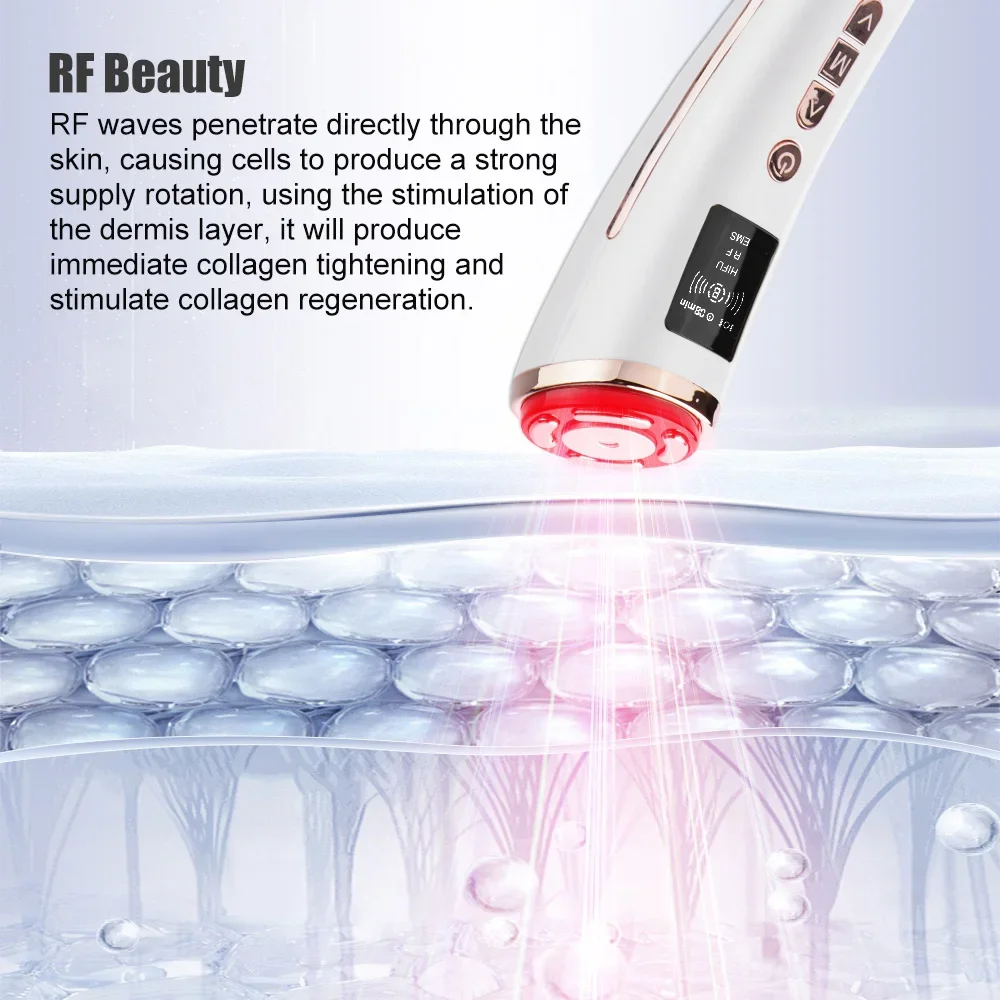 RF Radio Frequency Hifu Ultrasonic Machine EMS Micro Current Facial Beauty Device Firming Skin Tightening Anti-age Face Massager