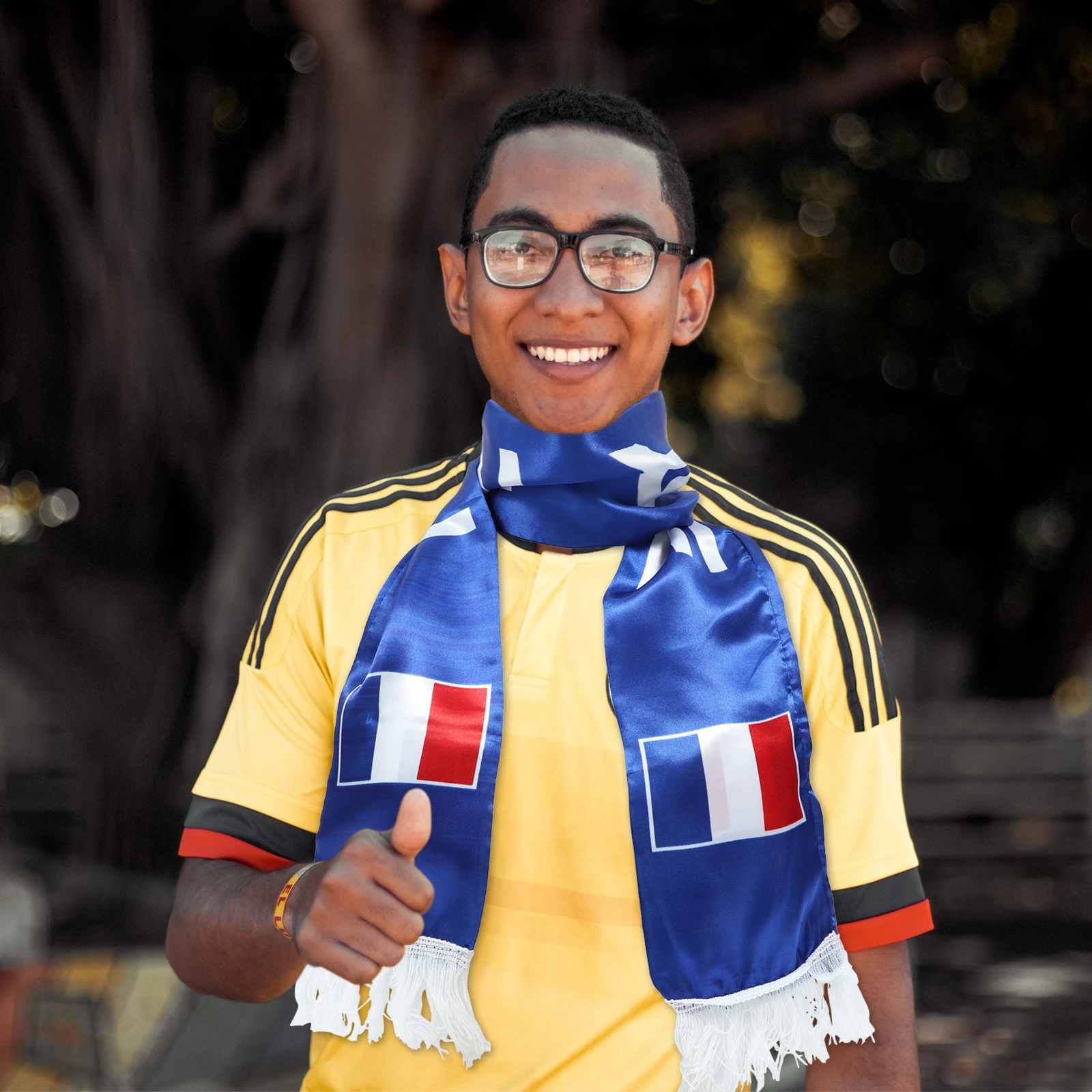 

2 Pcs Fans Scarf Soccer Knit Gift French Scarfs Satin Sports Footballs