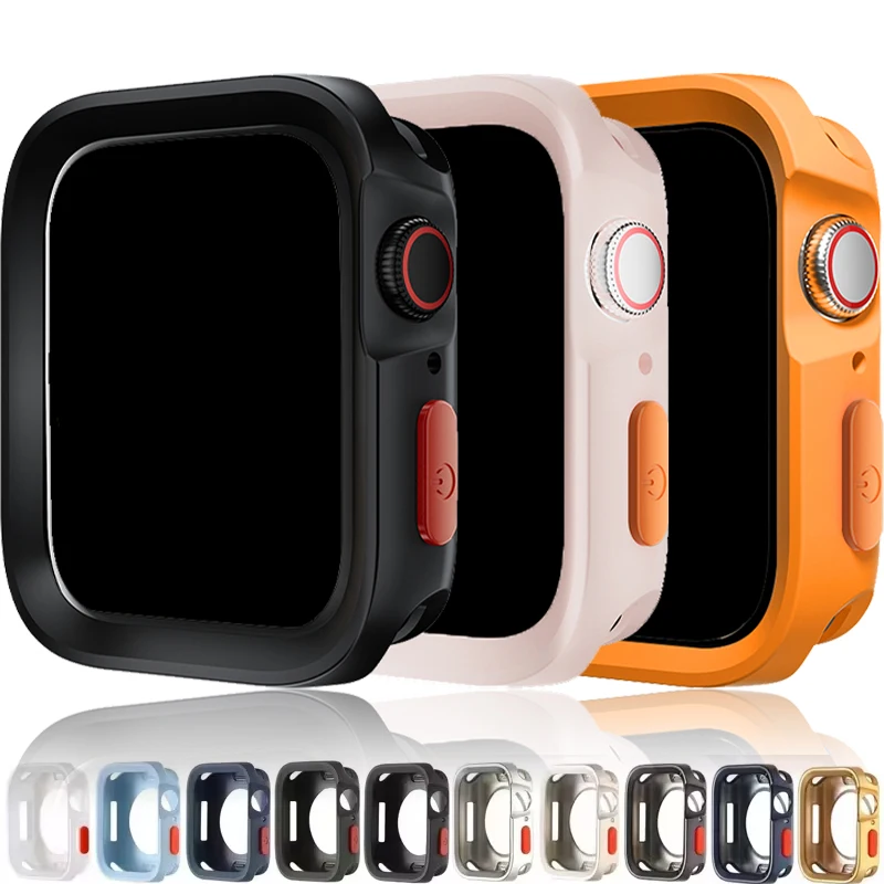 Soft TPU Cover For Apple Watch Ultra Case 49mm 44mm 40mm 45mm 41mm Anti-Drop Bumper Protector Case iWatch SE 9 8 7 6 5 Ultra 2