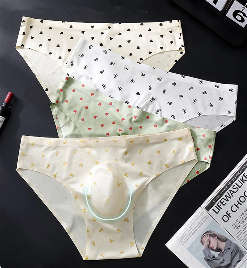 3D space capsule sexy men's underwear ice silk one-piece cuecas masculino cute print cueca adults 18 plus size ropa interior