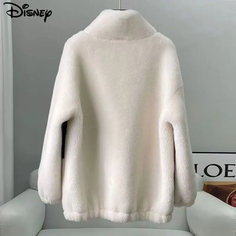 Disney 2023 New Arrival Top Fashion Loose Casual Mickey Mouse Embroidery Real Wool Warm Winter Jackets Coats