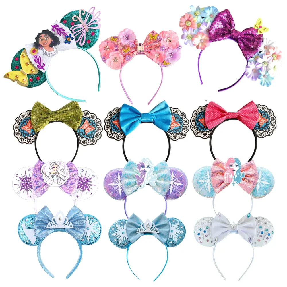 

2024 New 4" Mickey Mouse Ears Headband Luxury 5"Bow Hairband Kids Festival Hair Accessories Adult Party Gift Fashion Headwear