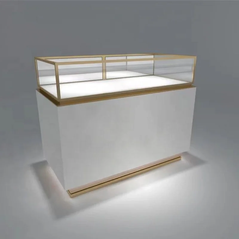 2025customized. fashionable jewelry shop furniture store wood jewelry showcase display table stand with LED light