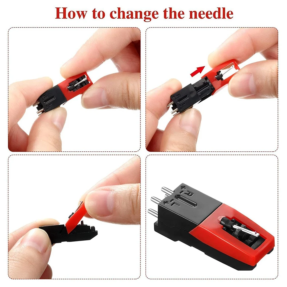 Aguja para tocadiscos ABJG, 1 tocadiscos para PC con 4 piezas de repuesto de lápiz óptico de diamante para,