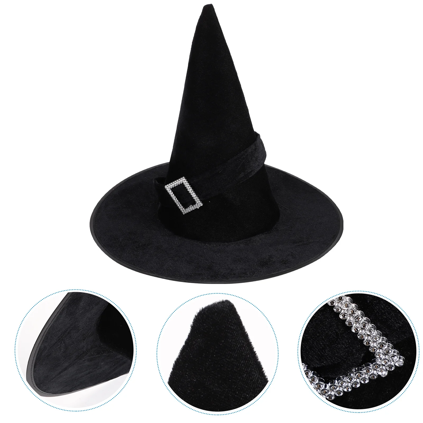 

Black Velour Witch Hat 40x38x19cm Halloween Costume Party Carnivals Sorceress Accessory Witch Hat Hallowen Fancy Dress