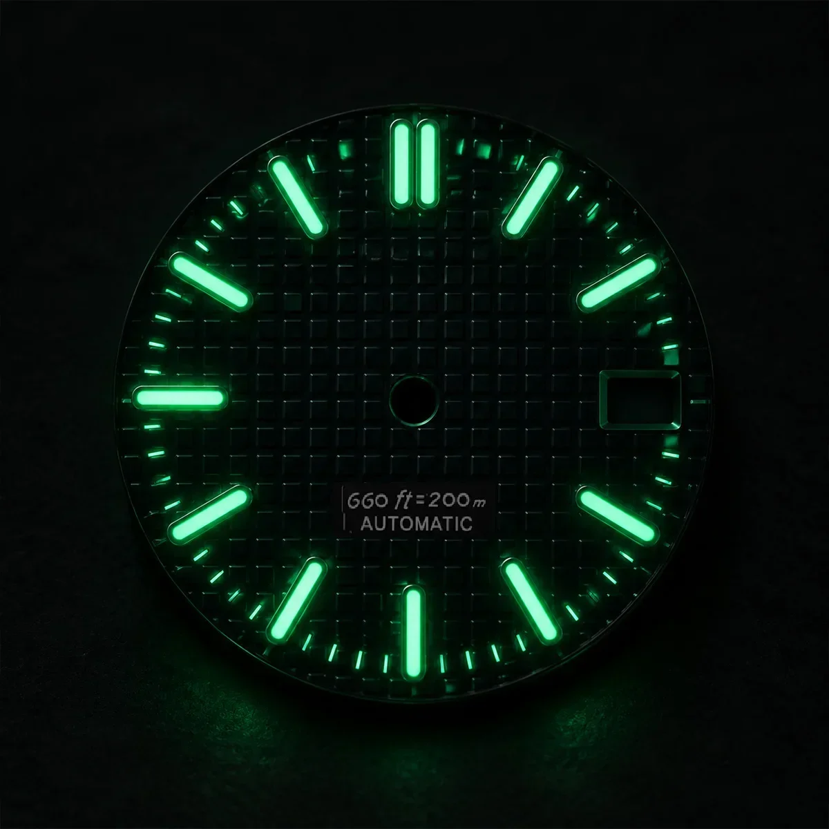 28.5mm Checkered Texture Dial Green Luminous Watch Faces for NH35 NH34 4R35 4R34 Compatible Complete DIY Mod Replacement Kit