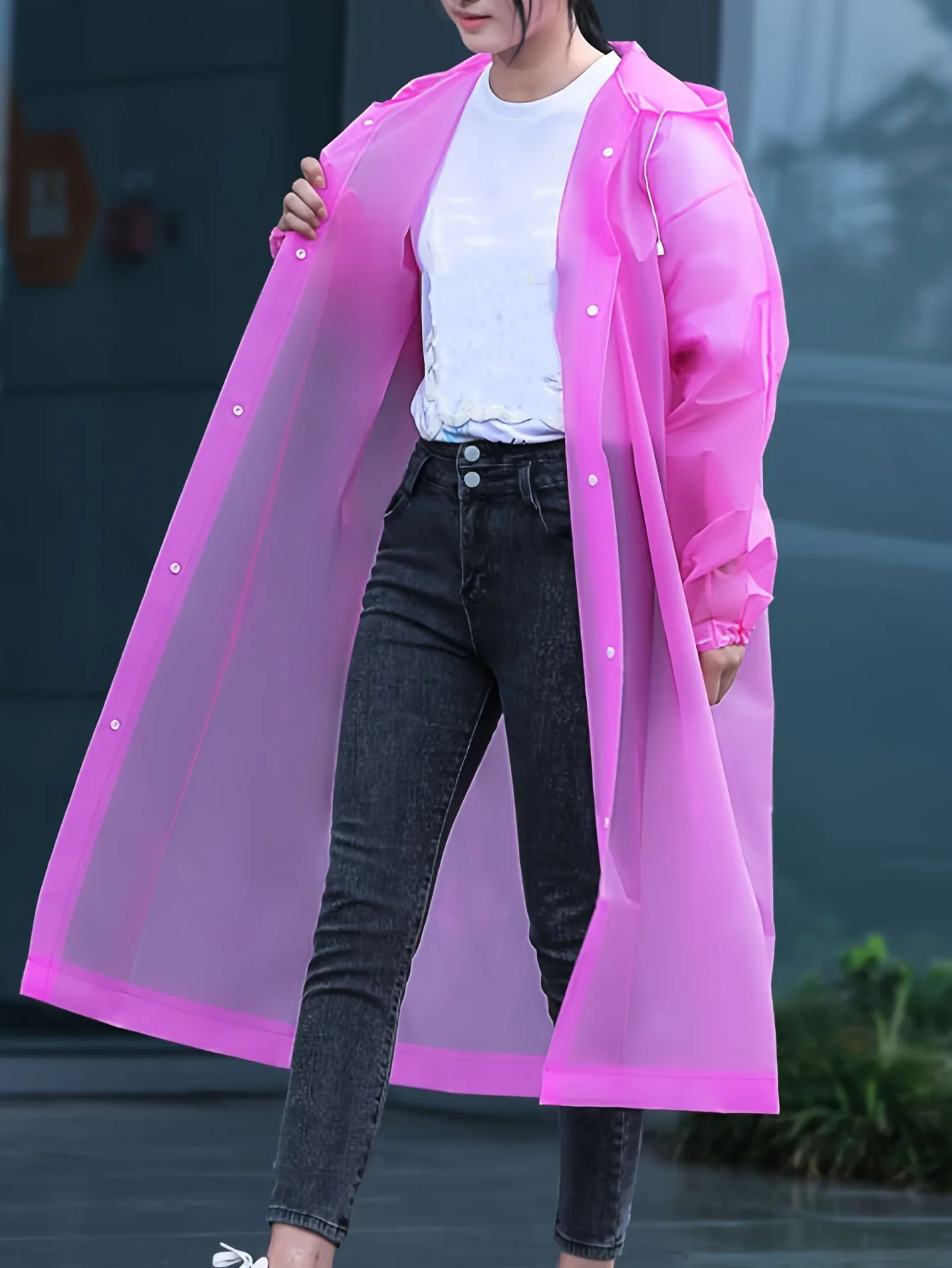 

Толстый полноразмерный дождевик из ЭВА, ветрозащитный и водонепроницаемый, для путешествий, езды на велосипеде на открытом воздухе, с Кулиской