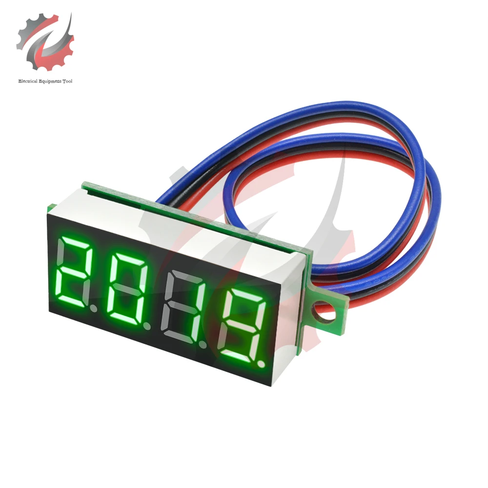 0.36 inch 3 Wires 4 Digit Voltage Meter DC 0-100V Digital Voltmeter Voltage Tester Meter LED Screen Meter Panel Tester