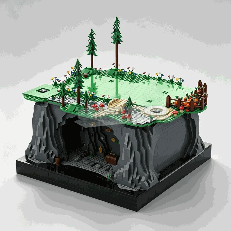 3185 PCS Diamond Mine Forest Scene MOC Creative Building Blocks Model Custom Puzzle Architecture DIY Assembly Educational Gifts