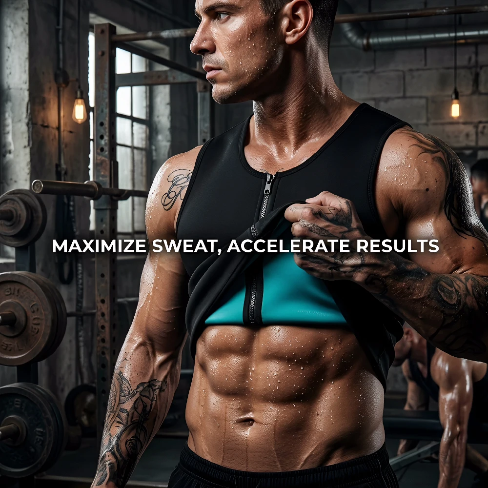 1PCS Neoprene Sauna Suit Vest for Men, Zipper Workout Tank Top, Waist Trainer Corset Body Shaper for Gym Training view 3