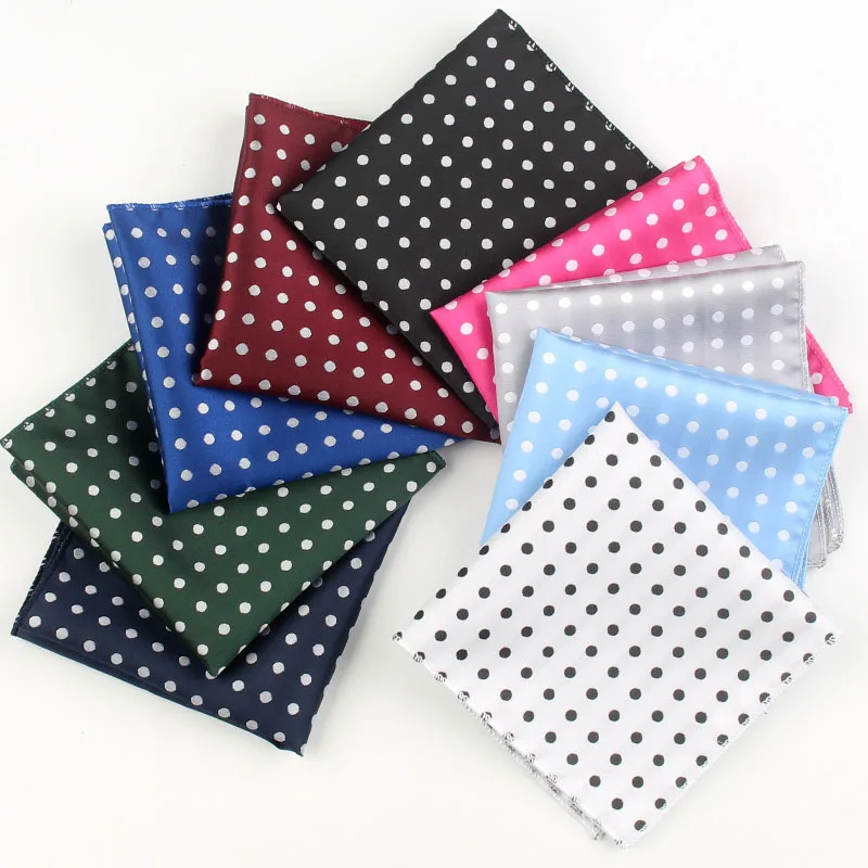 23cm Polka Dot Pocket Square Mens Polyester Soft Handkerchief Business Formal Scarf Pocket Towel Wedding Hosting Banquet Chest