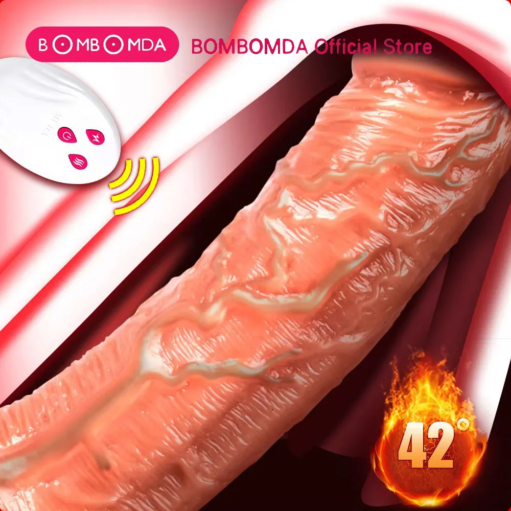 Vibradores consoladores con calefacción telescópica, Juguetes sexuales para mujeres, masaje de punto G, vibrador de pene realista enorme, masturbador femenino, Sex Shop