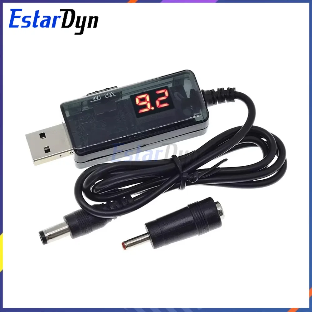 USB to DC Converter 5V to 9V 12V Step Up Cable for Router CCTV Camera Power Supply, Dual Voltage Adjustable with 3.5x1.35mm Tip
