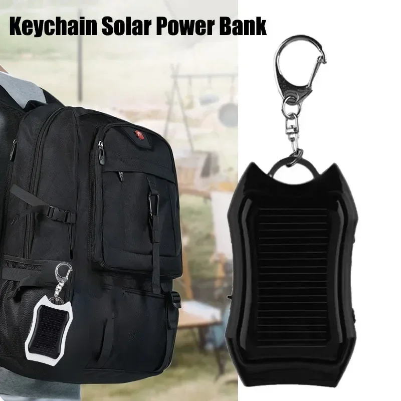 Multifunctional Powered 3 LED Flashlight 1000mAh Mini Solar Power Bank Portable Outdoor Lamp Keychain Charger for Mobile Phones