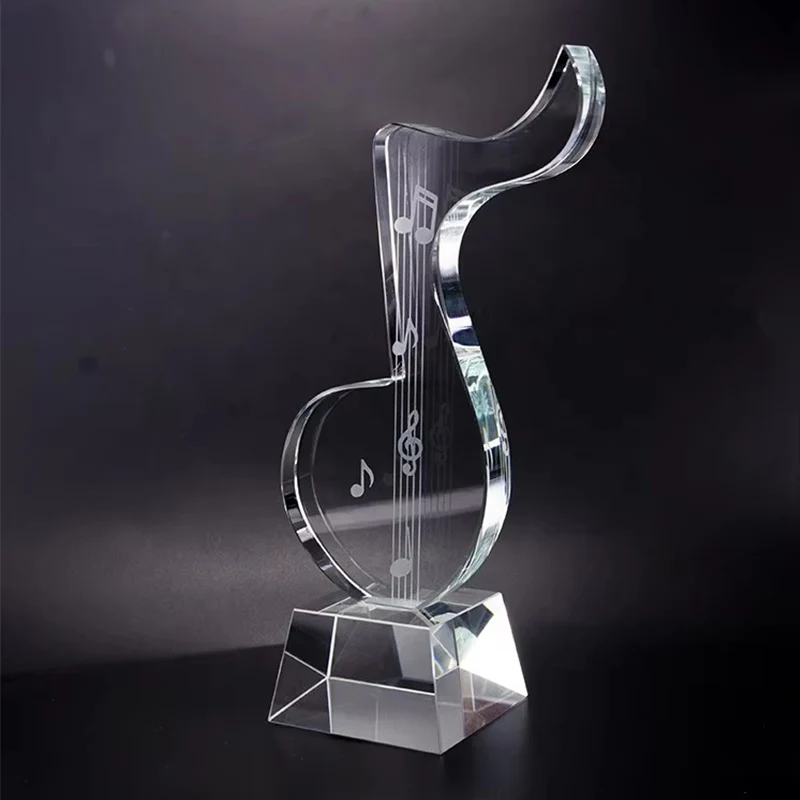Trofeo musical personalizado Copa de premio musical de cristal para eventos Grabado gratuito