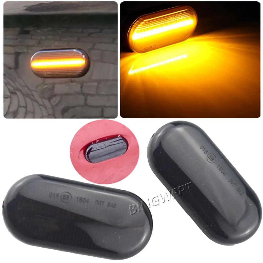 2pcs For Nissan Tiida C11 Note E11 Micra K12 NP300 Navara D40 Qashqai J10 LED Dynamic Side Turn Signal Light