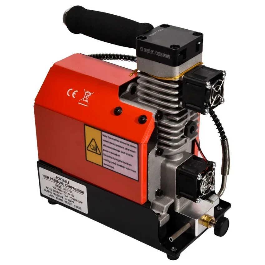 GX-CS2 30Mpa 300Bar 4500Psi 12V PCP Air Compressor 12V Portable High Pressure Pump for Diving Scuba Tank Car Pump Output 12L/min