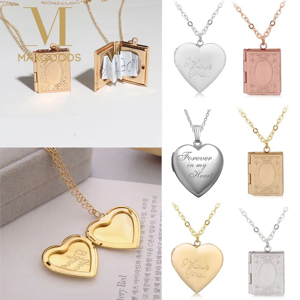 Collier médaillon photo en forme de coeur, amour, coeur, message secret, pendentif JOVintage, cadeaux pour amoureux, couples, amis, nouveau