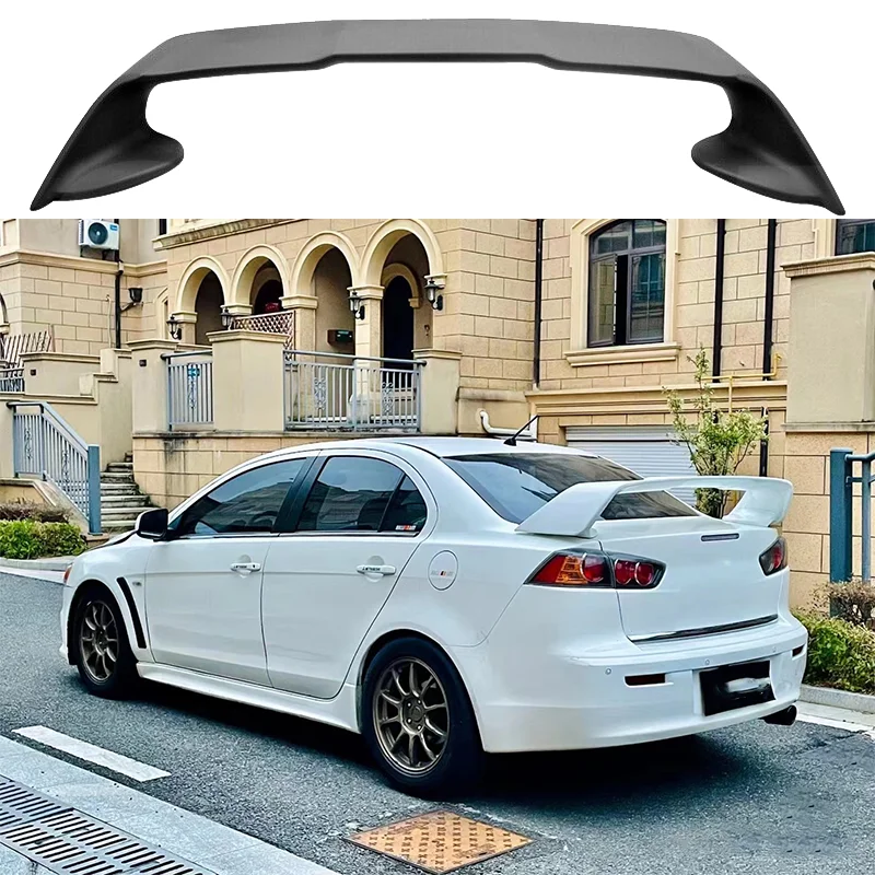 For Mitsubishi LANCER EVO Black Spoiler 2008 to 2015 ABS Material Primer Color Car Tail Wing Decoration Rear Trunk Spoilers Wing view 3