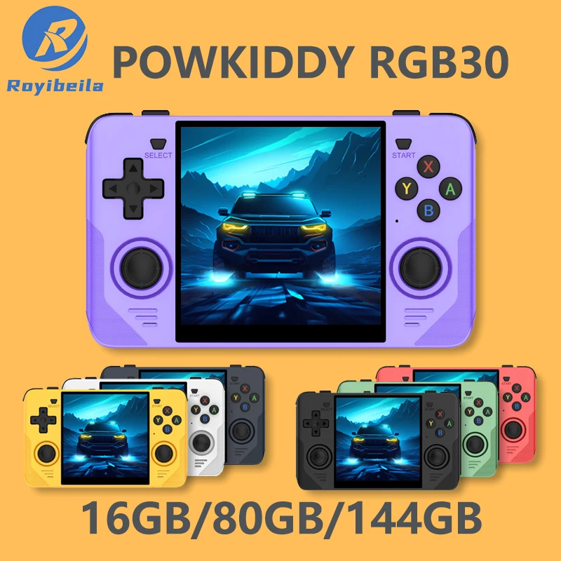 RGB30 Retro Pocket RK3566 Handheld Game Console 4-inch IPS 720*720 Screen Jelos OS Built-in Wi-Fi Support PSP Children's Gifts