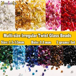 250pcs Multi-size Irregular Twist Glass Beads Loose Spacer Seed Beads for Needlework Jewelry Making DIY Charms Handmade Sewing
