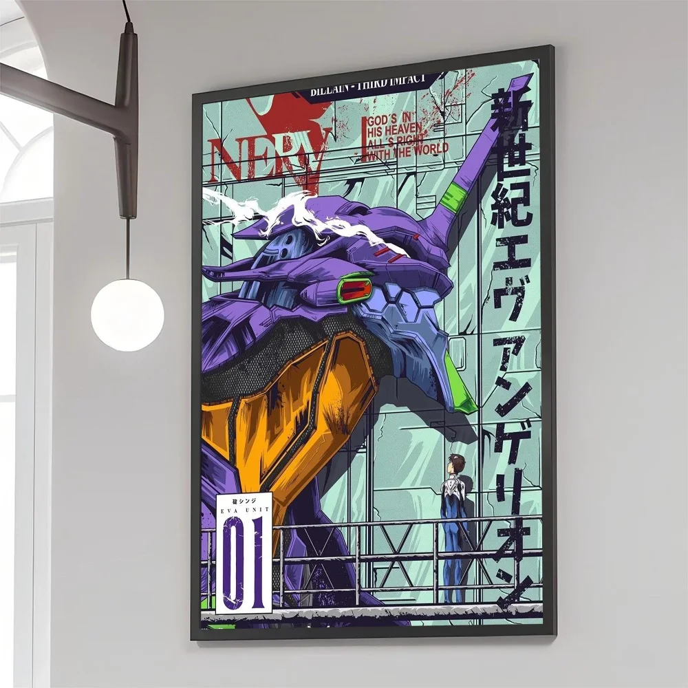 1PC N-Neon G-Genesis E-Evangelion Anime Movie Sticky Posters Retro Kraft Paper Sticker Room Bar Cafe Aesthetic Art Wall Painting