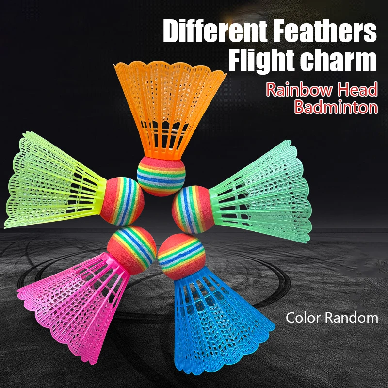 

1 Pc EVA Candy Rainbow Color Badminton Nylon Durable Badminton Children Color Random Elastic Lightweight Badminton