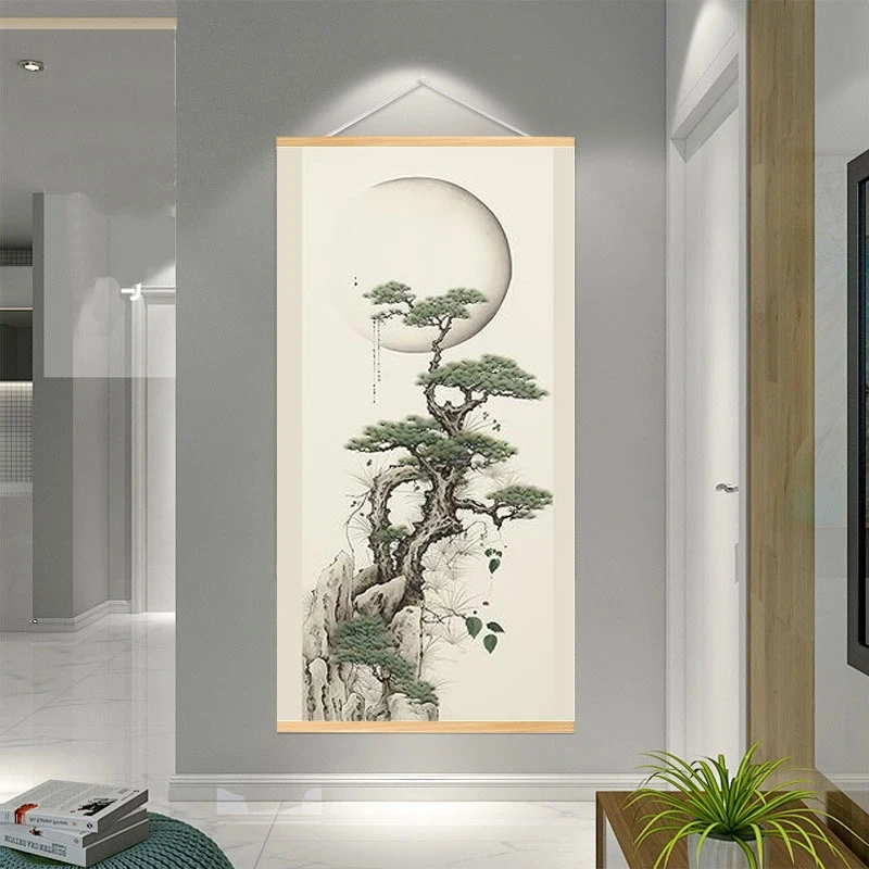 Chinese Style Pine Tree Canvas Picture Wall Art Poster Living Room Corridor Office Decor Canvas Painting Print Mural Gift