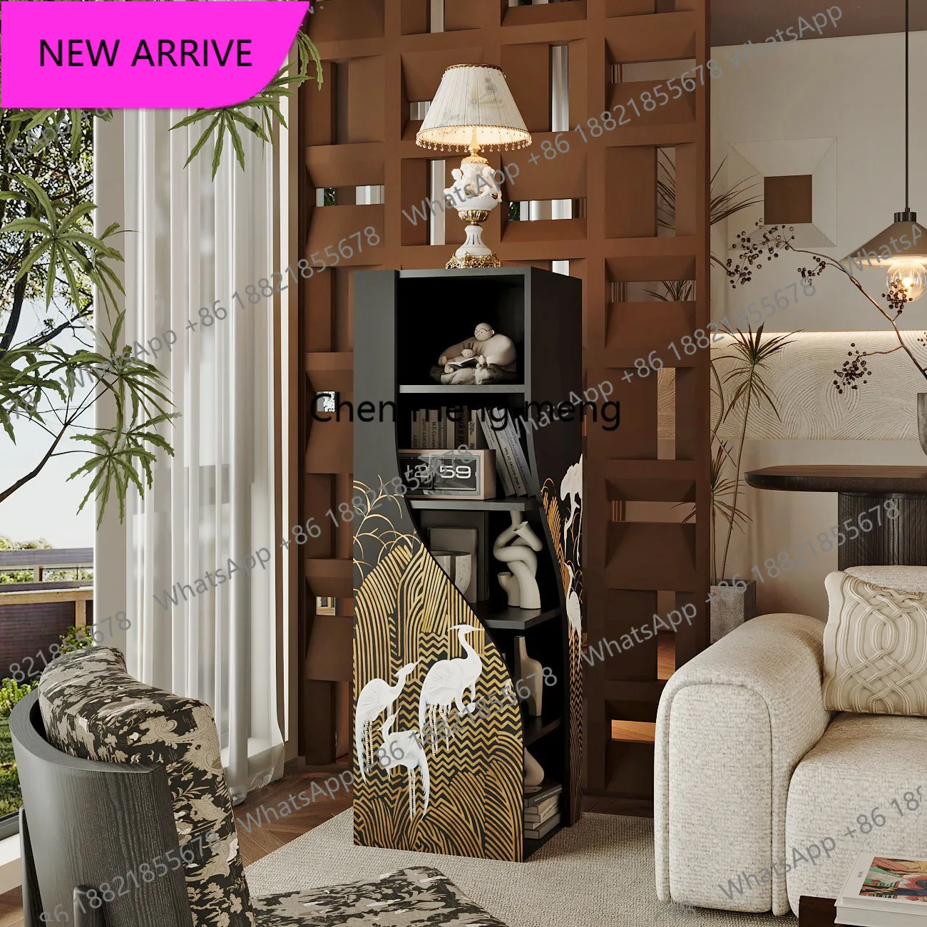 

M183 Medieval style painted entrance cabinet custom solid wood small vertical cabinet creative living room storage cabinet