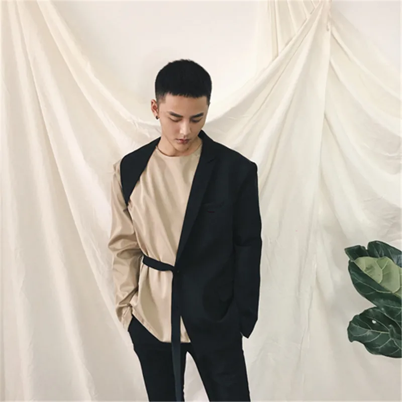 

Customized plus-size men's wear! 2022 Original and independent design of black half-band suit stage personality coat trend