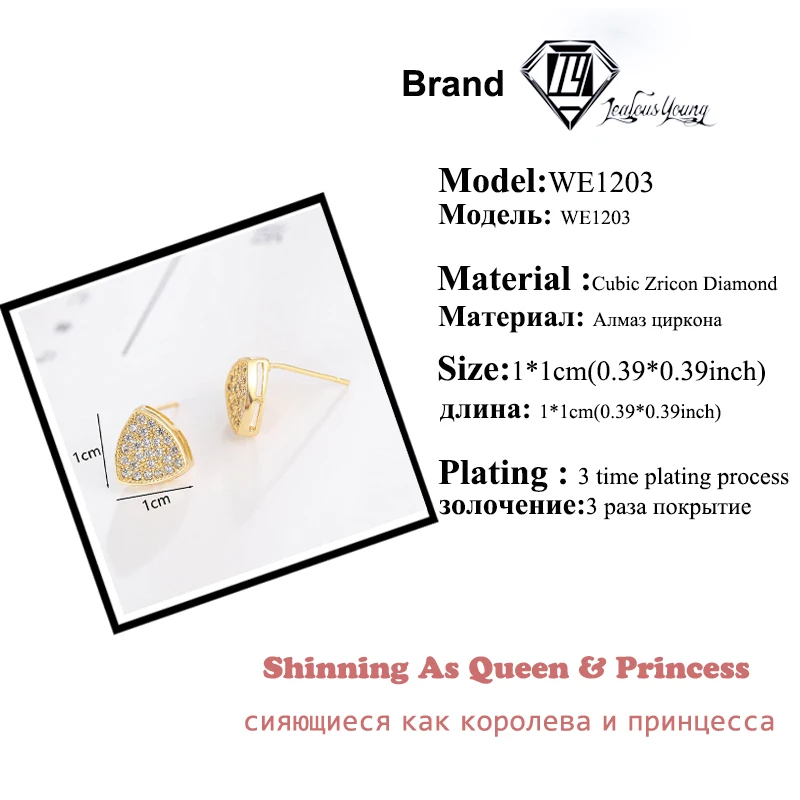 Europe and The US Triangle Stud Earrings Personality Copper with Zirconia Geometric Earings Hip-hop Trend Party Men Aretes