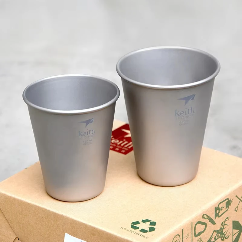 Keith Titanium Beer Cup Bacteriostatic Flatware Outdoor Travel Camping Tableware Coffee Mug Drinkware Water Cup 350ml / 450ml