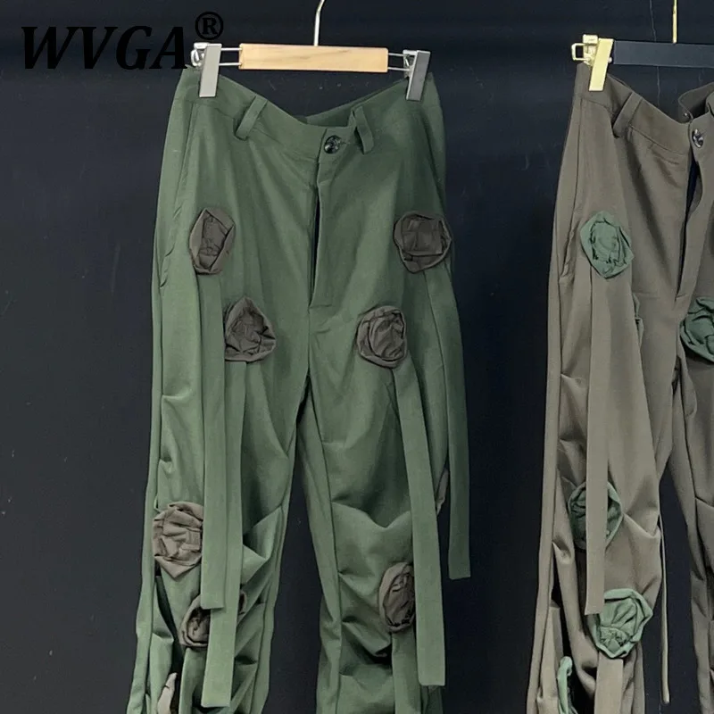 

WVGA Spring Autumn New Man Tide High Street Patchwork Trendy Design Punk Niche Chic Casual Wide-Leg Flared Pants Ins Y2K W11043