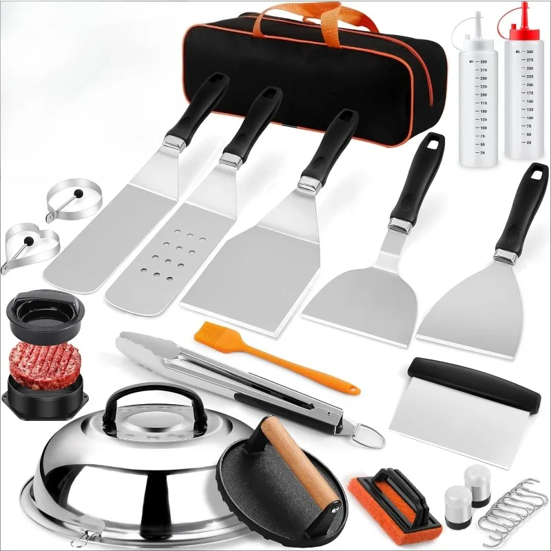 Griddle Accessories Kit,Professional Hibachi Flat Top Grill Tools,Professional Hibachi Tools Gifts for Outdoor BBQ Teppanyaki
