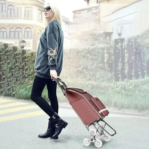 Rolling  Trolley Utility Shopping Cart Foldable Portable Shopping Hand Truck with 6 Wheels Climb