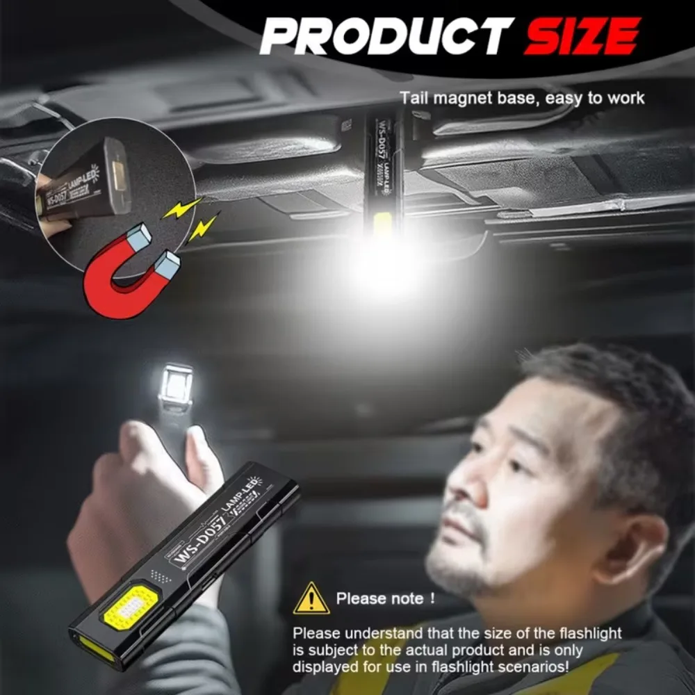 ไฟฉายพวงกุญแจ LED COB แบบชาร์จ USB ได้ 5 โหมดแสง ไฟฉายขนาดเล็กพร้อมแม่เหล็กสำหรับเดินป่า ตกปลา กิจกรรมกลางแจ้ง