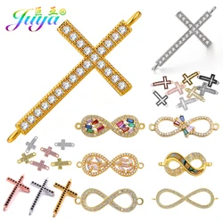 Juya DIY Religious Christian Jewelry Making Accessories 18K Gold Plated Copper Infinity Cross Charm Connectors Finding Supplies